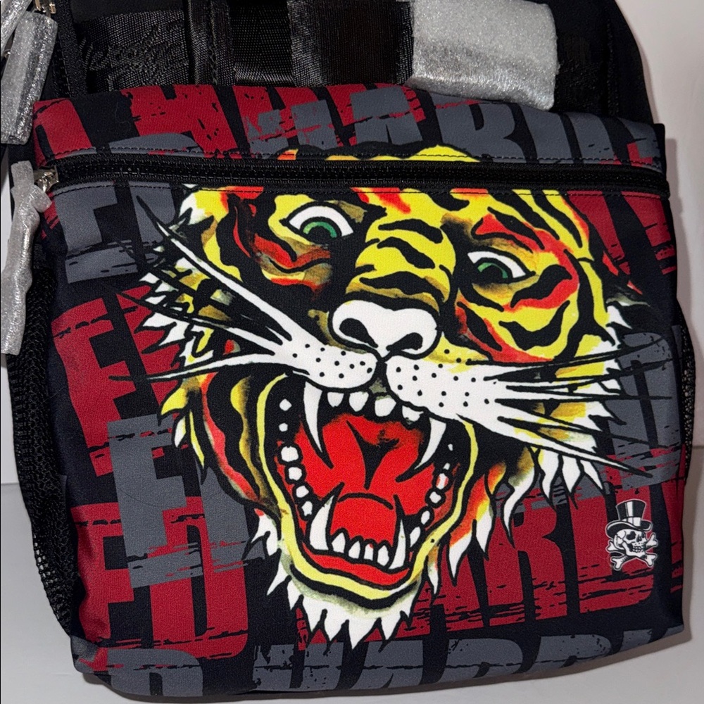 Ed Hardy Black and Red Backpack with Tiger Design - Picture 3 of 8